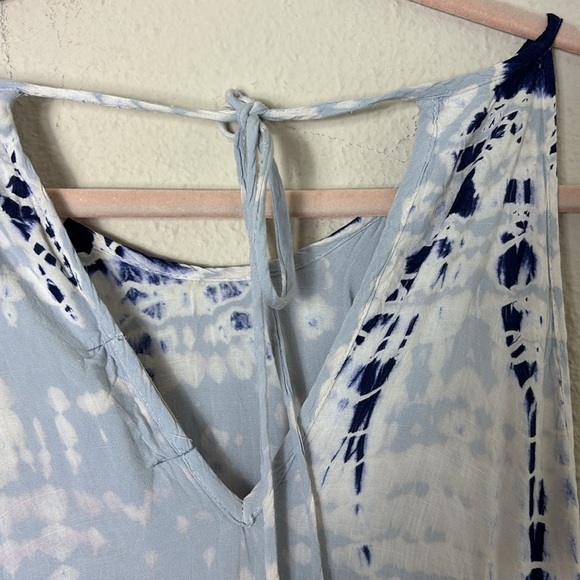 Cloth & Stone Tie Dye Mini Dress Tie Back Blue white size XS - Picture 6 of 12